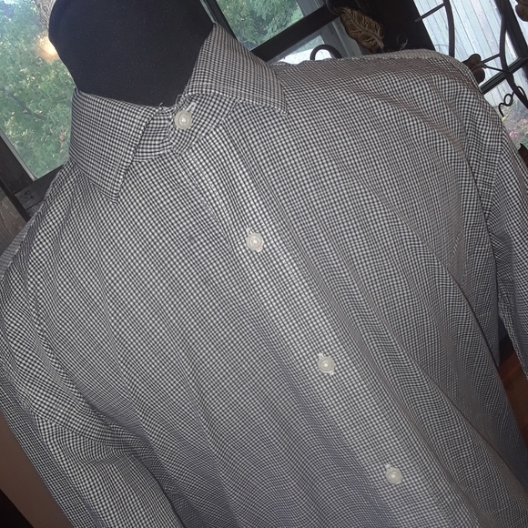 Size 15 plaid black an white dress shirt LIKE NEW - Picture 6 of 10